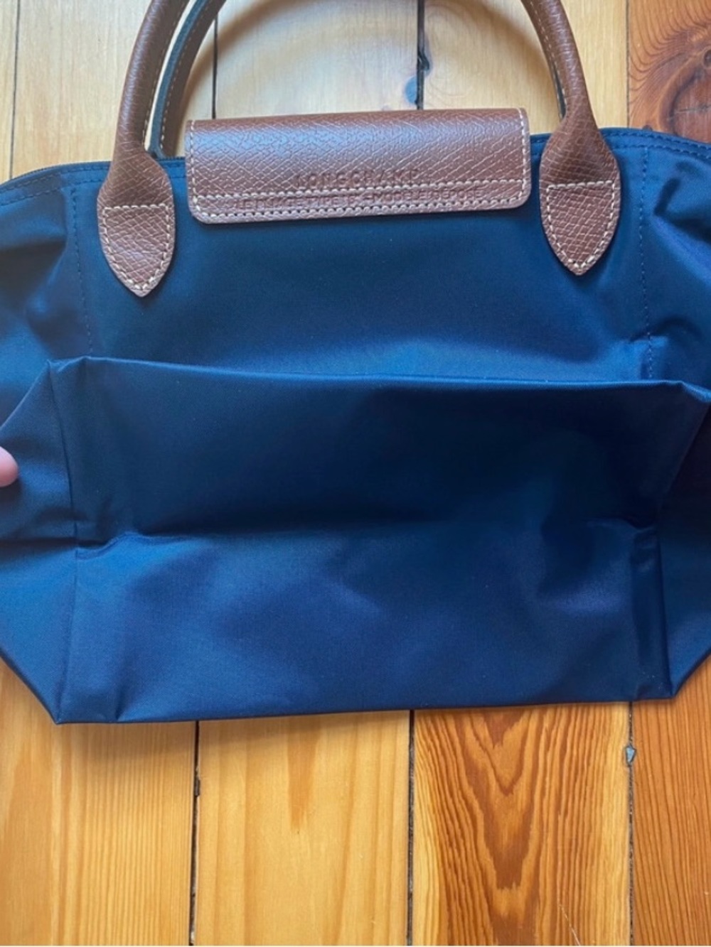 NEW Longchamp Le Pliage Small Handbag with Short Handles in Navy - Picture 9 of 11